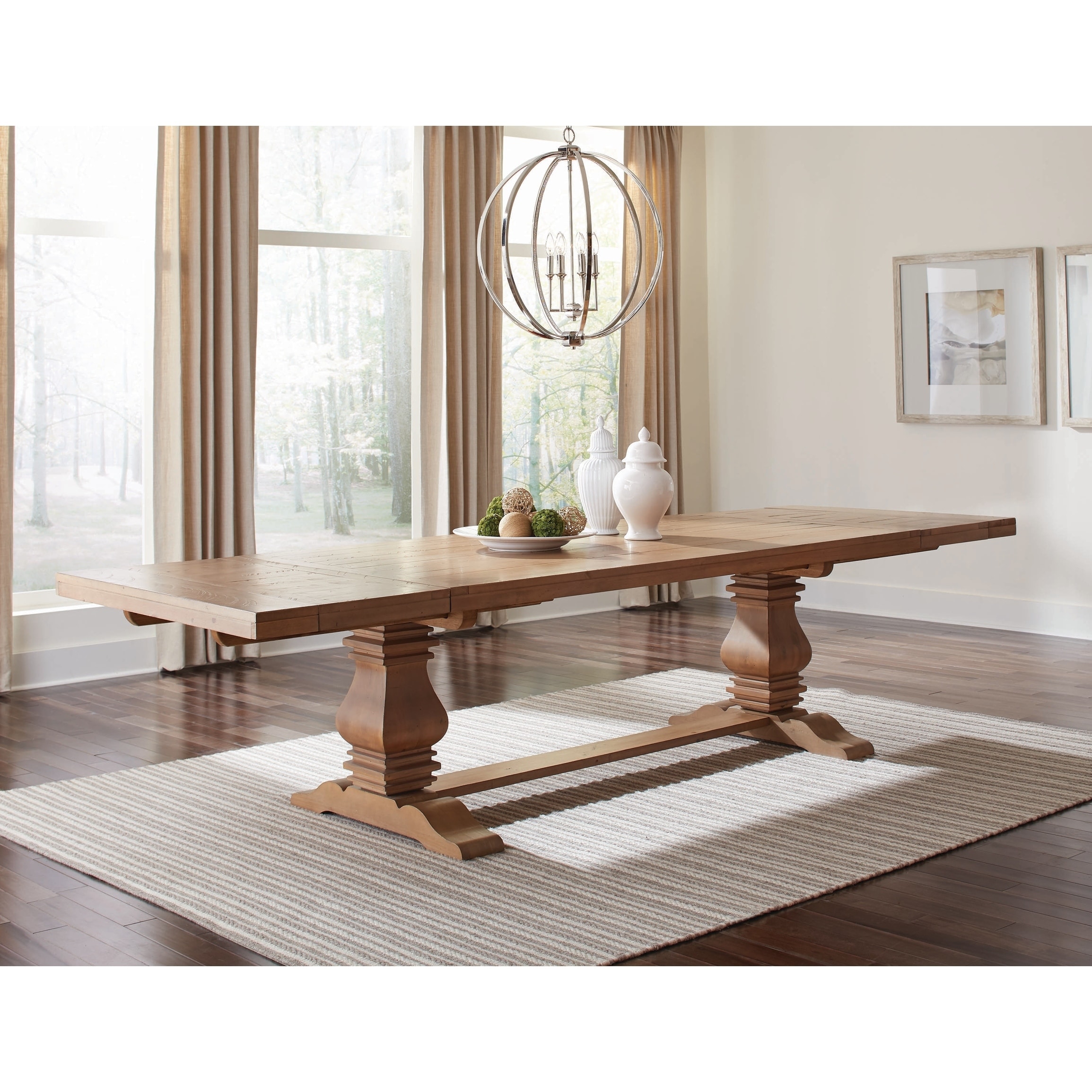 Coaster Furniture Florence Rustic Smoke Double Pedestal Dining Table