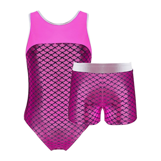 AISLOR Fille Justaucorps Gymnastique Avec Short Tenue Patinage