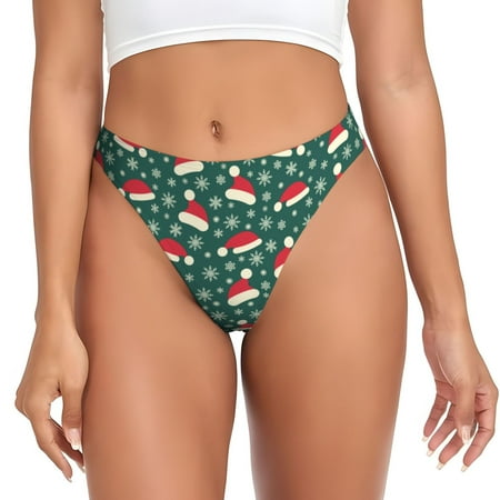 Thongs for Women - Santa Hat Joy Green Festive No Show Seamless Womens Thongs Underwear  Stretch G String Thongs for Women  Ladies Breathable Kawaii Thong Bikini Panties Briefs
