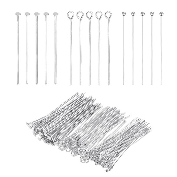 Conjunto de Pines de Cabeza Uxcell para Joyería, 600 Pcs 3 Estilos 1.38" Pines de Cabeza Plana y de Bola y Pines de Ojo