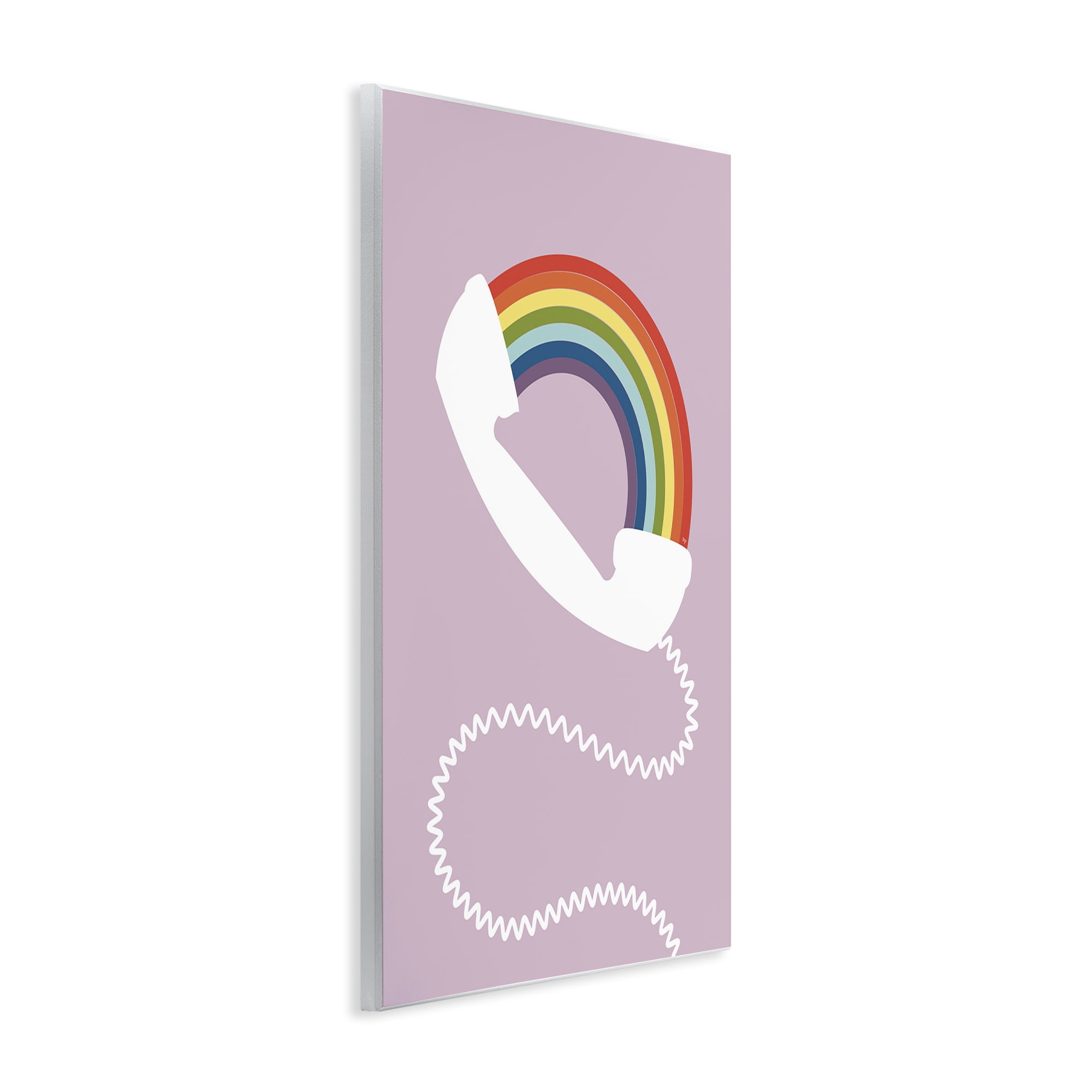Stupell Industries Rainbow Phone on Pink Novelty Painting Unframed Art Print Wall Art, 13 x 19