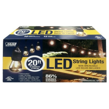 Medium Light Set 20 Lights - Feit Electric 72026 LED String Light Set, 20'
