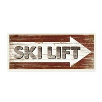 The Stupell Home Decor Black White and Red Rustic Wood Look Ski Lift Sign