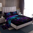 thumbnail image 1 of YST Blue Gaming Bed Sheets for Boys Girls Colorful Gamer Room Decor Gamepad Neon Sign Full Size Sheet Sets,Rainbow Circle Geometric Sheets Game Controller Flat Sheet 4pcs,Black, 1 of 6