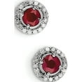 thumbnail image 1 of 925 Sterling Silver Rhodium Diamond & Glass Filled Ruby Circle Post (9x9mm) Earrings, 1 of 2