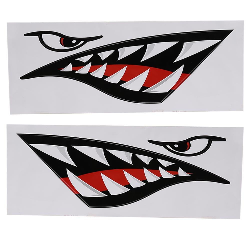 1 Pair Personalised Waterproof Boat Stickers Funny Shark Teeth Mouth Decorative 
