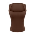 thumbnail image 4 of Soyumi Square Neck Tank Tops for Women Dressy, Sexy Slim Fit Double Lined Sleeveless Shirts Cute Going Out Y2K Summer Fitted Basic Blouses, Coffee, 4 of 8
