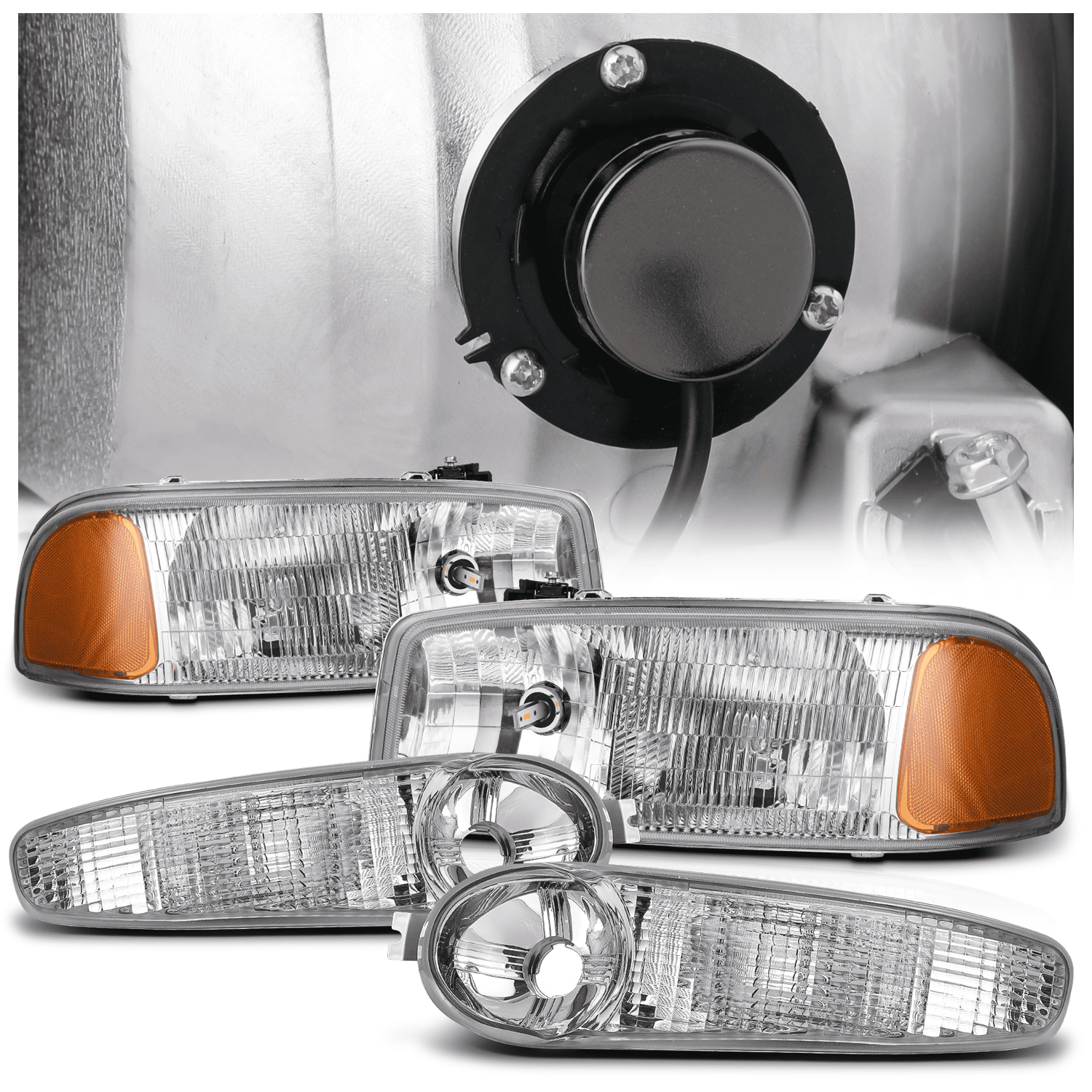 MAUTO Headlights Assembly W/ PreAssembled LED Bulbs for 20012007 GMC