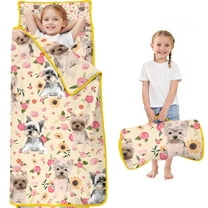 Yorkie Dog and Flower Florals Toddler Nap Mats for Kids Preschool,Sleeping Mat Bag or Kids,Toddler Sleeping Bag,Toddler Nap Mat or Daycare