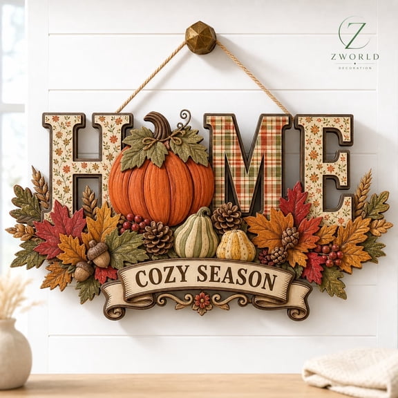 Autumn Blessings Home Door Hanger, Fall Pumpkin Wood Sign, Farmhouse Thanksgiving Door Decor, Personalized Seasonal Home Decor