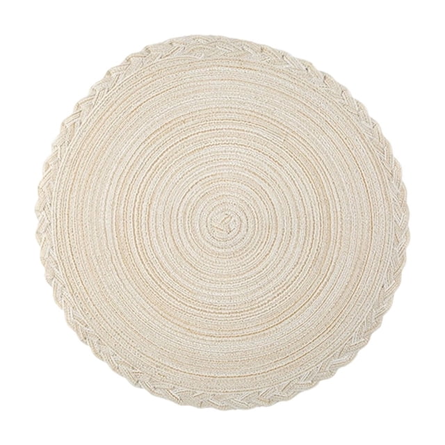 COM1950s Round Lace Trim Placemat, 15 Inch Heat Resistant and Non Slip Table Mat, Washable Polyester Fabric Place Mats for Dining Table