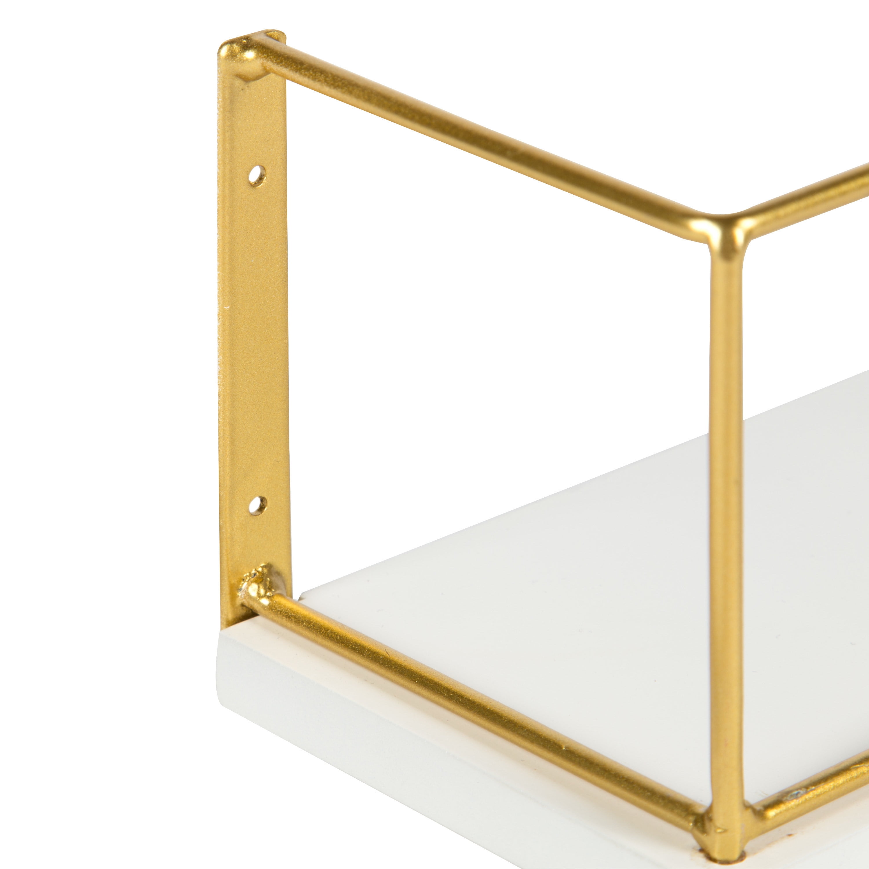 Kate and Laurel Benbrook 24 inch 2-Pack Wood and Metal Floating Wall Shelves, White and Gold