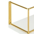 thumbnail image 4 of Kate and Laurel Benbrook 24 inch 2-Pack Wood and Metal Floating Wall Shelves, White and Gold, 4 of 5