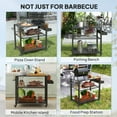 thumbnail image 6 of Outsunny 3-Tier Outdoor Grill Cart, Pizza Oven Stand with Storage Racks, Side Handle, Movable Food Prep Table on Wheels, 6 of 9