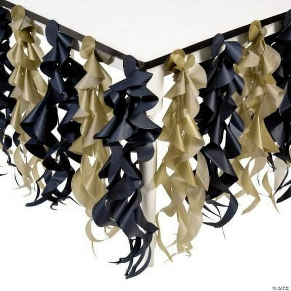 Black & Gold Swirl Table Skirt, Graduation, Party Supplies, 1 Piece
