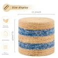 thumbnail image 5 of IVV Handcrafted Water Hyacinth Foot Stool, Modern Bohemian Round Ottoman for Seating, Meditation, Home Decor, 17.7"Dia x 15.7"H (Natural & Blue), 5 of 6