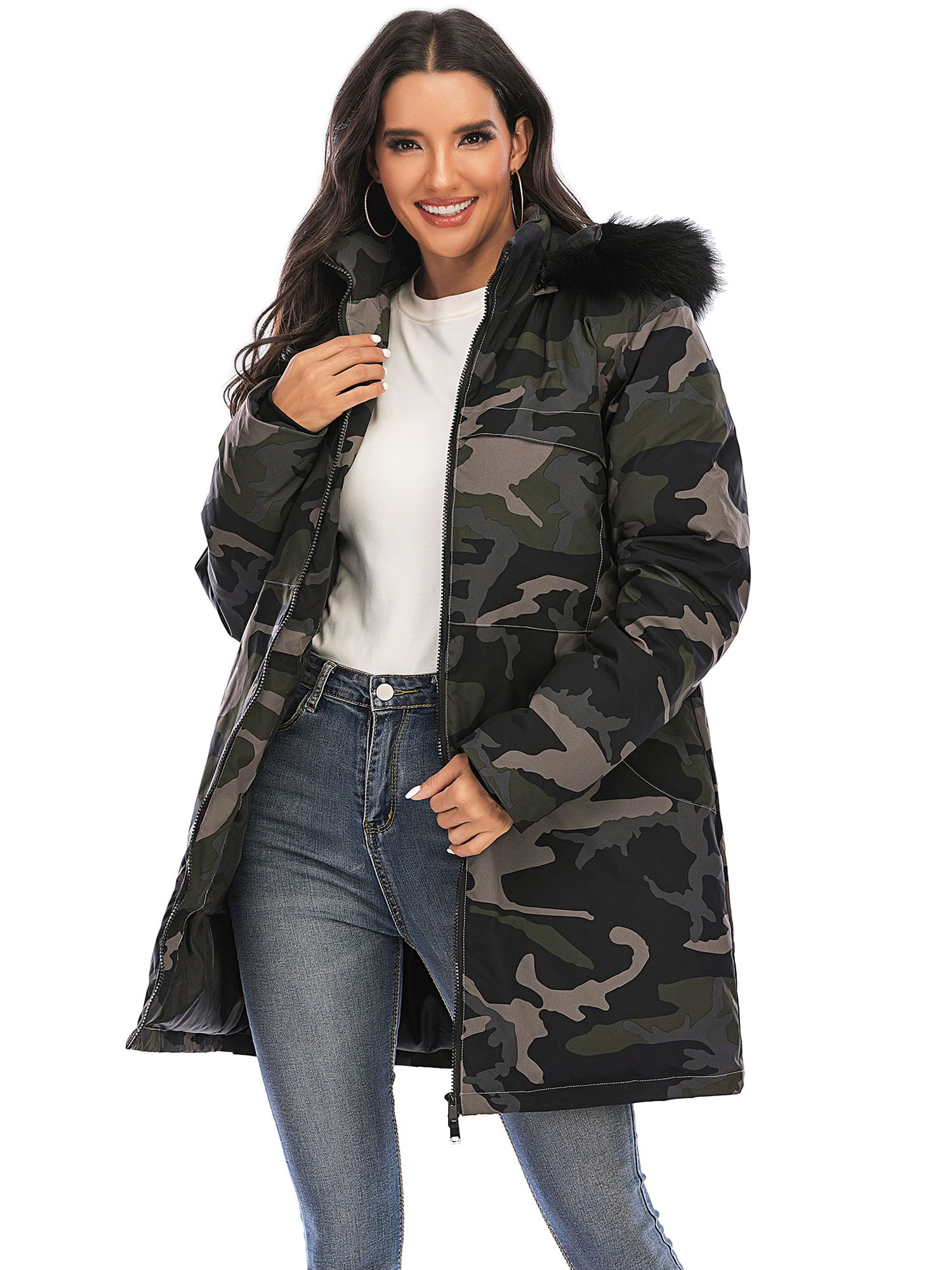 Trench Coats for Women Plus Size,Womens Winter Casual Hoodie Zipper Asymmetric Solid Quilted Coat Overcoat