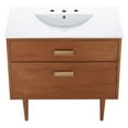 thumbnail image 6 of Modway Cassia 36" Modern Wood & Ceramic Bathroom Vanity in Natural/White, 6 of 9