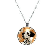 Spotted Dog Glass Design Circular Pendant Necklace - Stylish Women's Fashion Jewelry by XYZ Brand