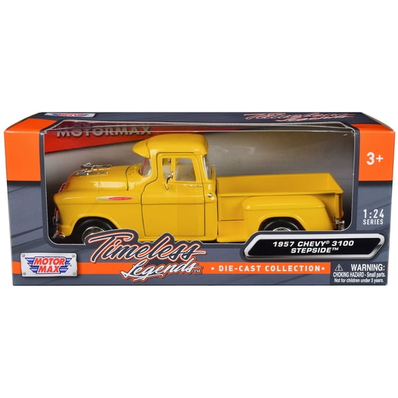 1957 Chevrolet 3100 Stepside Pickup Truck Yellow "Timeless Legends" Series 1/24 Diecast Model Car by Motormax