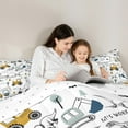 thumbnail image 4 of Castle Fairy Kids Cartoon Truck 7pcs Bedding Comforter Set,Kawaii Dinosaur Queen Bedding Sets Super Cozy,Car Theme Queen Sheet Sets,Ultra Soft Home Decor, 4 of 8