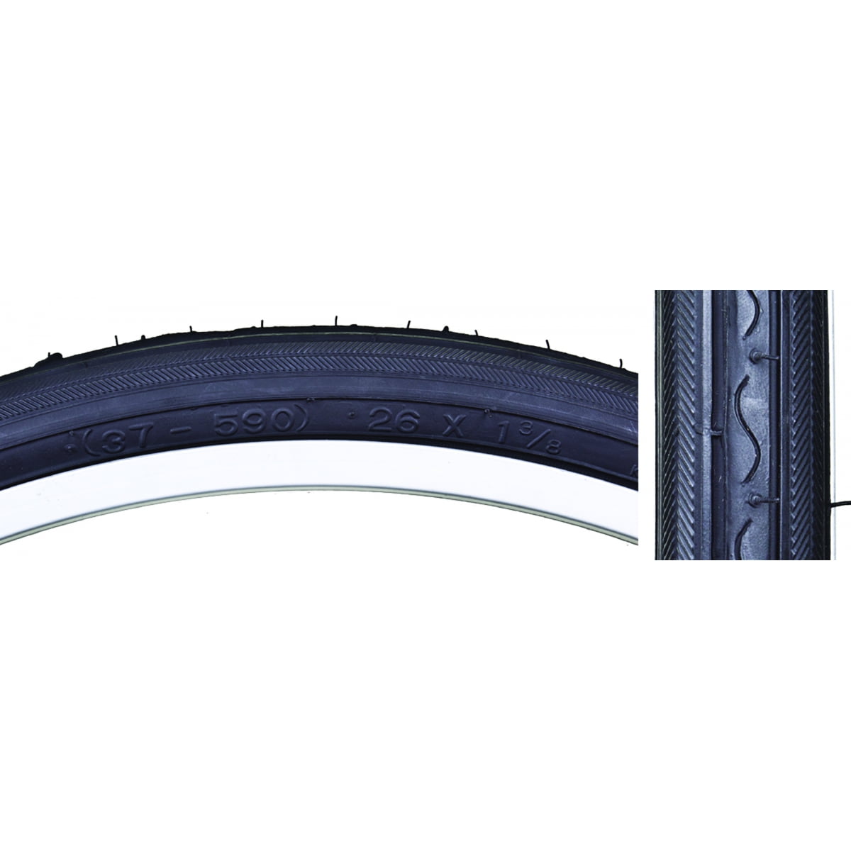 Sunlite K40 Road/Hybrid Bike Bicycle Tire 26x1-3/8 Black/Gum Wire Bead 590 ISO