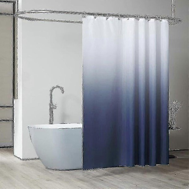 Shower curtain 200x200 cm with 12 hooks, extra wide, weighted, mildew resistant, dark blue, waterproof, large shower curtain, polyester fabric