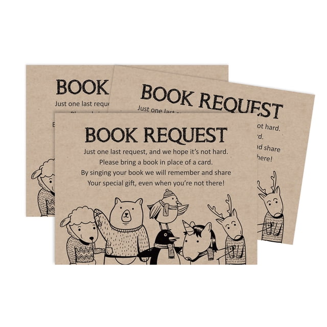 Inkdotpot 30 Kraft Books For Baby Shower Request Cards Bring A Book Instead Of A Card Jungle Animals Gender Neutral Baby Shower Invitations Inserts Games