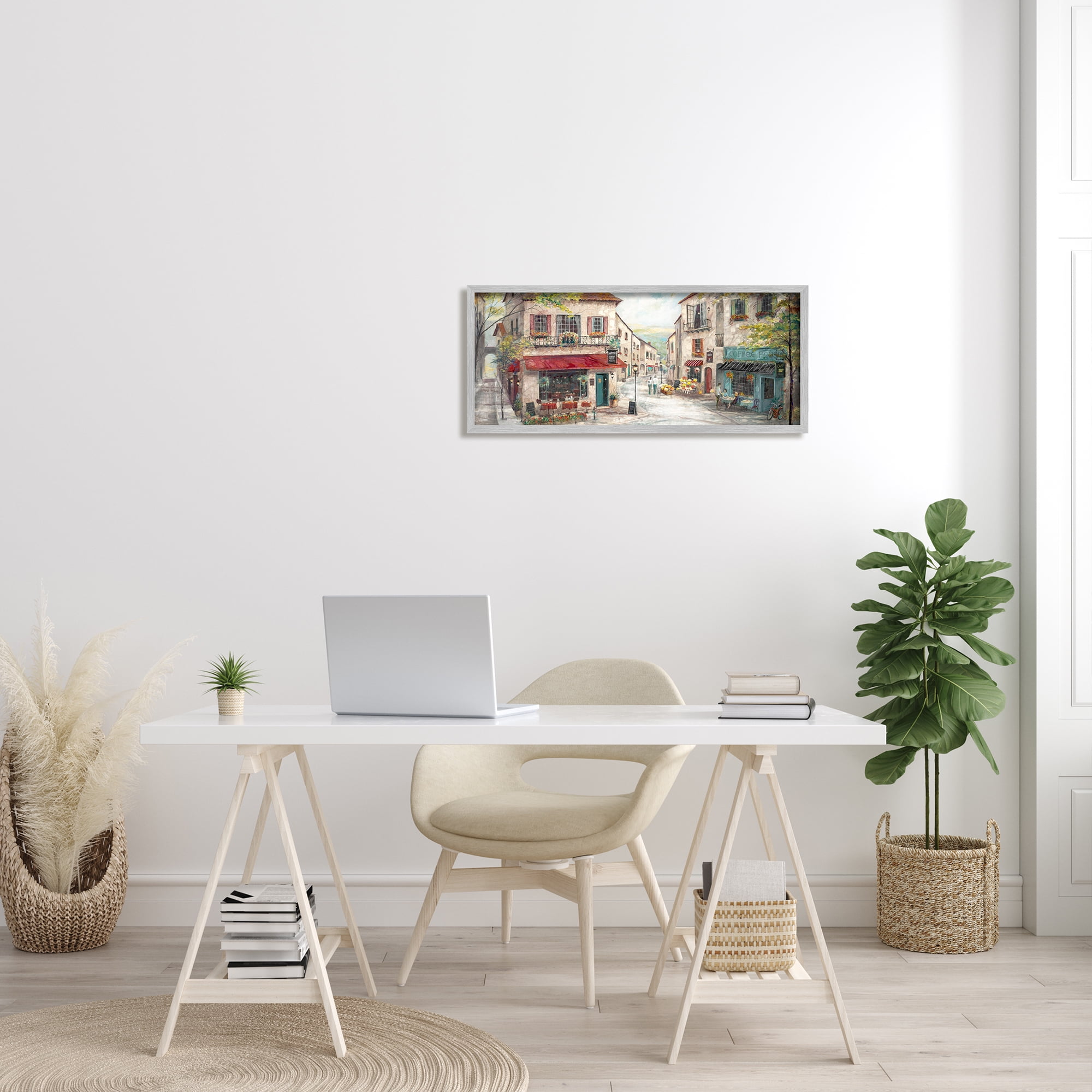 Stupell Industries Traditional Town Square Landscape Vintage Bistro Architecture, 30 x 13, Design by Ruane Manning
