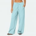 thumbnail image 6 of Wide Leg Pants Women Sweatpants High Waisted Fleece Baggy Sweatpants Full Length Lightweight Active Track Pants Sky Blue L, 6 of 7