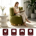 thumbnail image 6 of MOONMISS 360° Swivel Barrel Accent Chairs, Round Armchairs with Wide Upholstered, for Living Room, Bedroom, Olive, 6 of 8