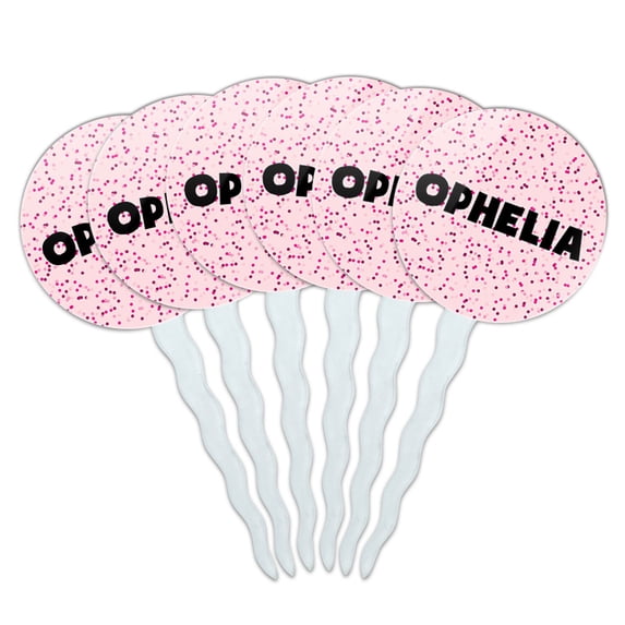 Ophelia Cupcake Picks Toppers - Set of 6 - Pink Speckles
