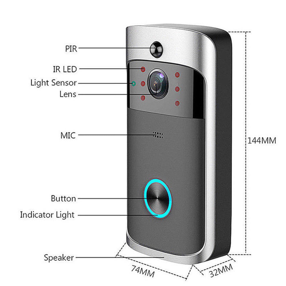 Night Vision Ouyilu WiFi Smart Video Doorbell Wireless Door Bell Smart Home 720P HD WiFi Camera Security with Two-Way Talk & Video,PIR Motion Detection 
