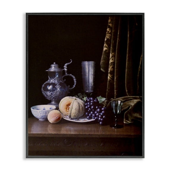 Stupell Industries Vanitas Still Life Food & Beverage Photography Black Framed Art Print Wall Art, 11 x 14