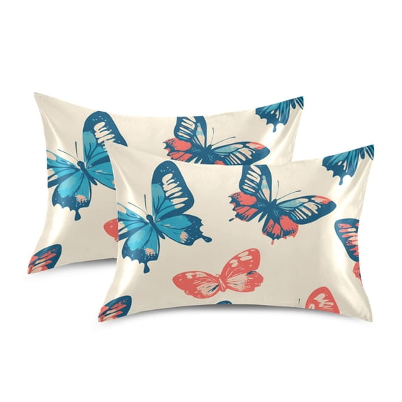 Yayeee Pillowcase Standard Size Set of 2 Satin Wrinkle Resistant Pillow Case, Green Butterflies