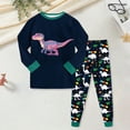 thumbnail image 2 of TOWED22 Pajamas For Kids Little Boys Pajamas Dinosaur Cotton 2 Piece Train Toddler Sleepwear Fall Winter Clothes Set 6-12 Months 12-24 Months 2t 3t 4t 5t 6t 7t 8t 9t Children,Dark Green,8-9 Y, 2 of 5