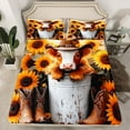 thumbnail image 2 of Manfei Cute Highland Cattle Full Size Sheets, Botanical Sunflower Floral Bed Sheets, Western Cowboy Sheet Sets, Microfiber Bedroom Decor 4 Pieces, 2 of 7