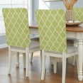 thumbnail image 2 of Green Plaid Chair Back Covers Set of 1, Retro Country Moroccan National Geometrical Plaid Stretch Dining Chair Back Slipcovers Removable Seat Cover for Kitchen Restaurant Hotel Cafe, 2 of 9