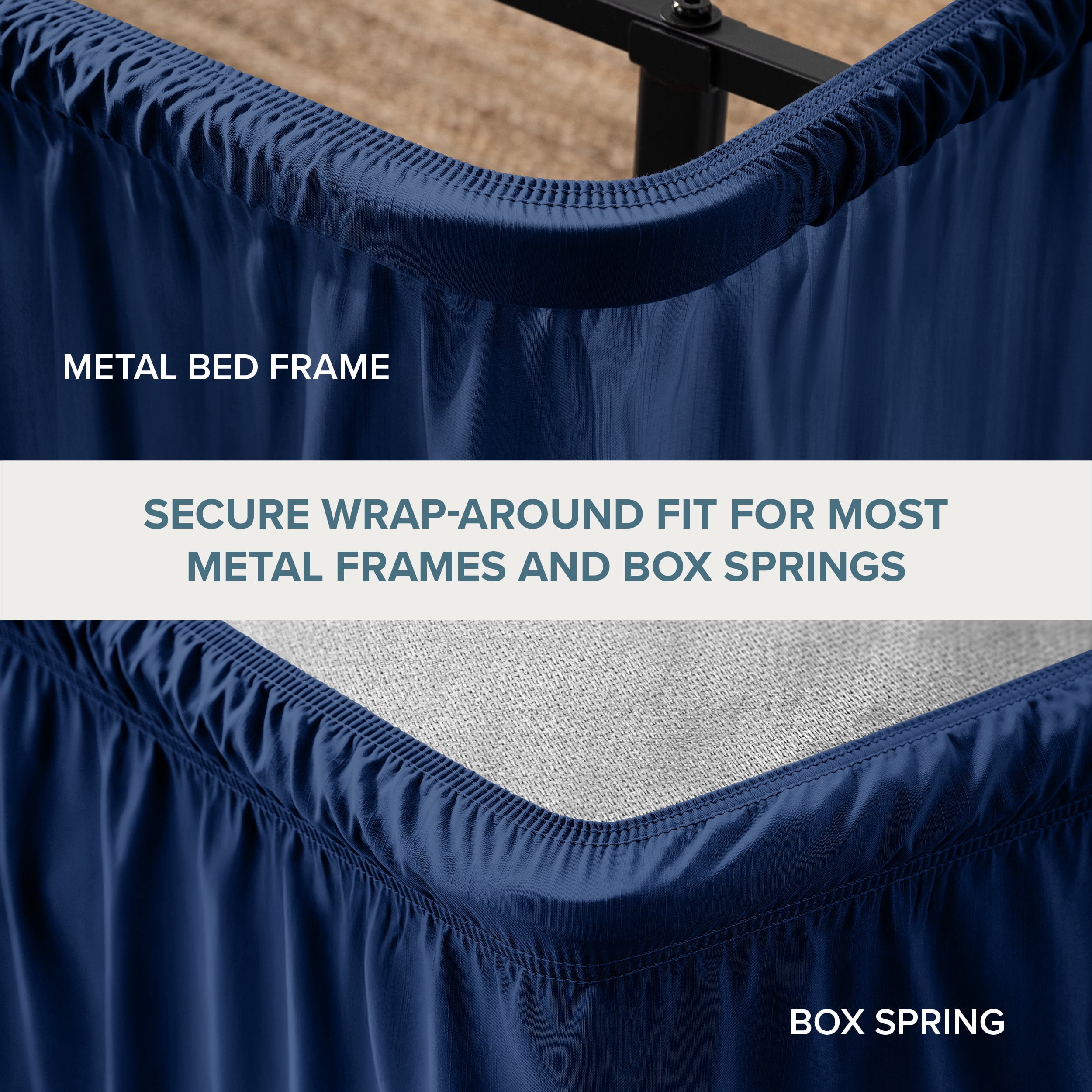 Bare Home  Adjustable Wrap Around Bed Skirt Twin XL - Dark Blue