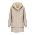thumbnail image 5 of SEAOPEN Deals Women Winter Coats Fleece Long Coats Jackets Oversized Warm Down Jacket with Hood Today Sales Beige,XXXL, 5 of 5