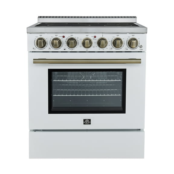 Forno Paolo 30" Freestanding Electric Range in White, 4.38 cu.ft. True Convection Oven