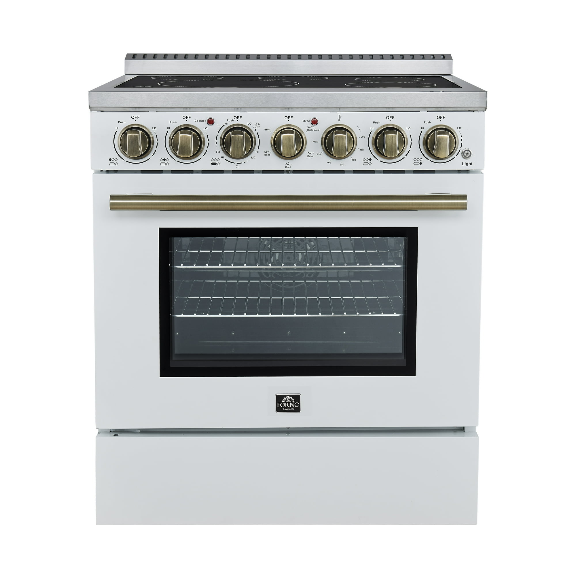 Forno Paolo 30" Freestanding Electric Range in White, 4.38 cu.ft. True Convection Oven