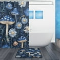 thumbnail image 2 of Wobogo Blue Mushroom Bathroom Shower Curtain Set with Floor Mat and Hooks Ultra Waterproof Visible Slider Beads, 2 of 7