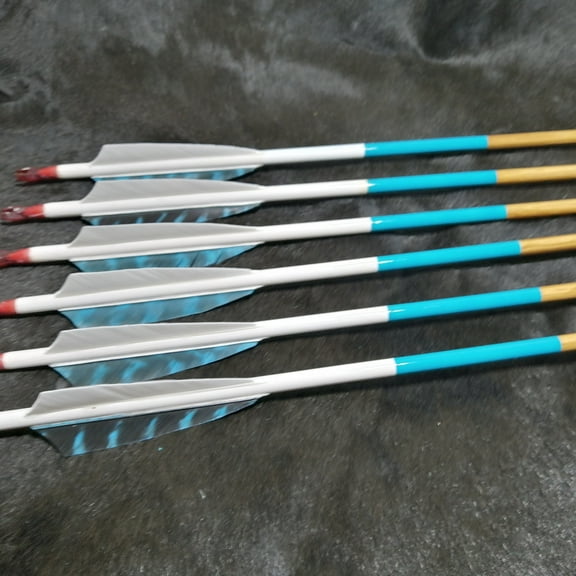 Wooden Archery Arrows Archery Personalized Arrow For Recurve Bow Longbow Medieval Traditional Ottoman Hunting Shoot with Blue Natural