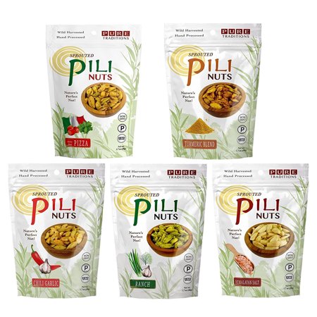 Sprouted Pili Nuts 5 Flavor Savory Variety Pack (5 bags total)