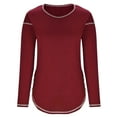 thumbnail image 5 of Lmnyox Women's Fashion Shirts Fall Crew Neck Long Sleeve Soft Blouses Loose Casual Basic T Shirt for Women 2024 Trendy, 5 of 6