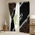 thumbnail image 3 of jejeloiu Letter R Monogrammed Black Out Curtains,Brown Leopard Print Curtains Pack of 2 (42x63 Each) For Girls Kids, 3 of 6