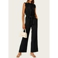 thumbnail image 3 of FreshPretty Jumpsuits For Women Dressy Summer One Piece Sleeveless Ruffle Mock Neck Belt Pockets Formal Wide Leg Pants Romper, 3 of 5