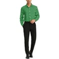 thumbnail image 2 of Unique Bargains Men's Polka Dots Print Dress Shirt Long Sleeves Casual Shirts L Green, 2 of 6