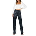 thumbnail image 3 of Genuiskids Women Puff Long Sleeve Square Neck Frill Smock Crop Top Slim Fit Shirred Bardot Blouse T-Shirt, 3 of 9